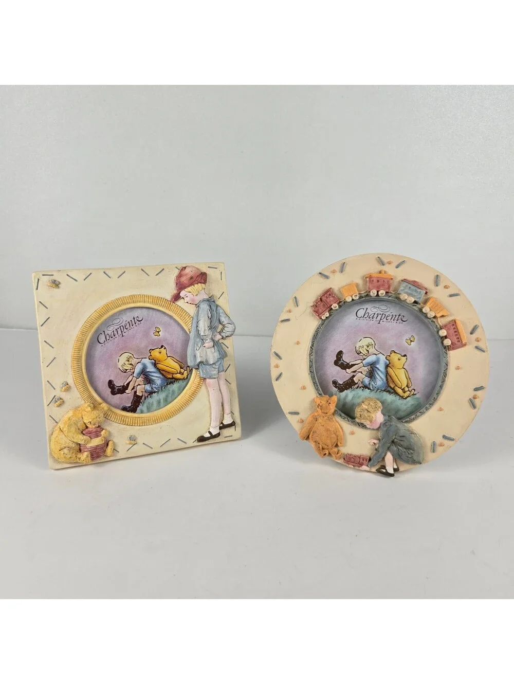 Charpente Disney Winnie the Pooh Christopher Robin Resin Photo Frames Lot of 2